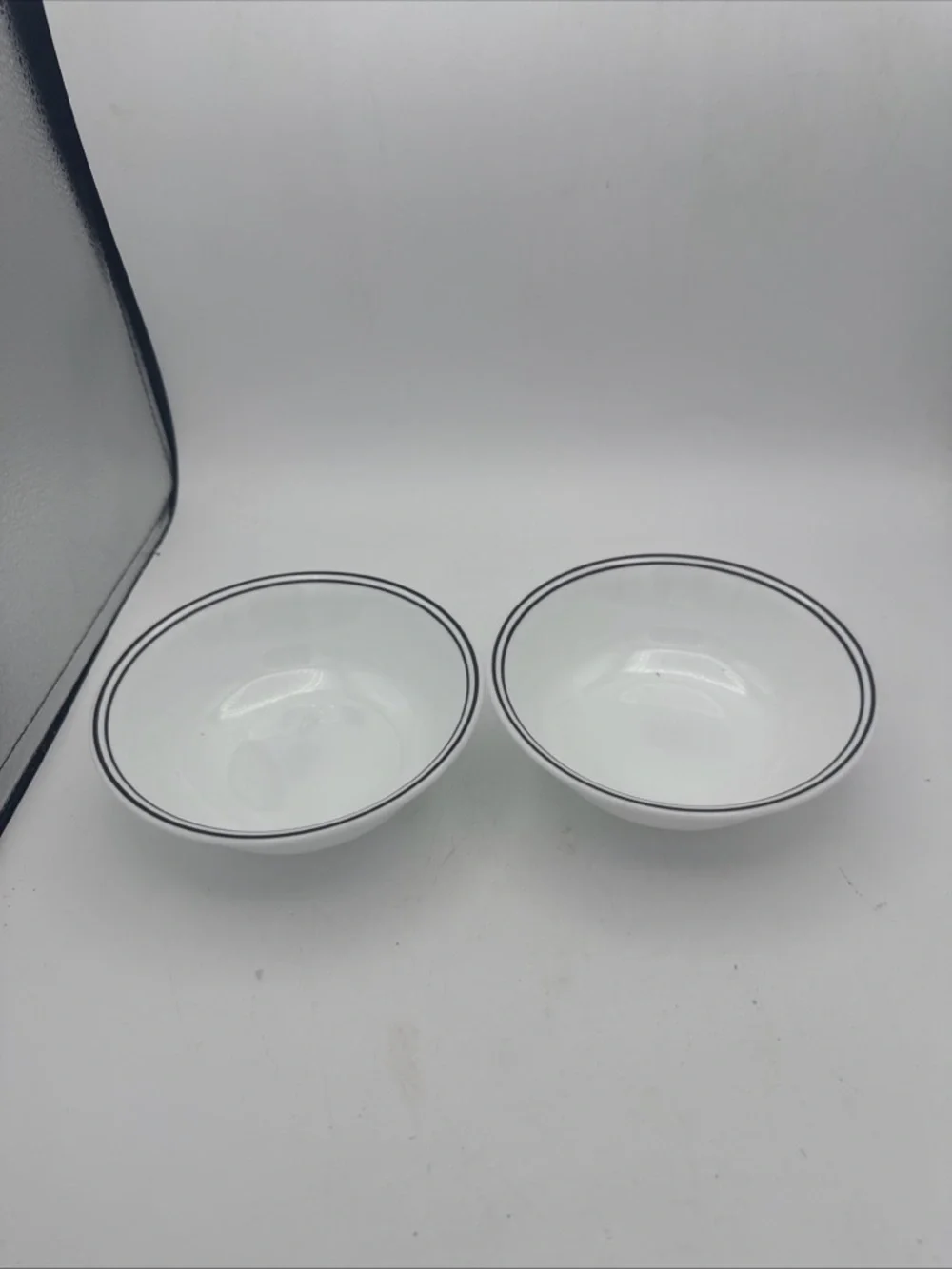 The Corelle Livingware City Block cereal bowls black rim  - Set of 2